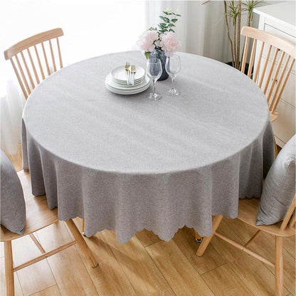 Runde Baumwoll-Leinen Tischdecke wasserabweisend – Ø 280 cm Hellgrau