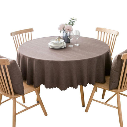 Runde Baumwoll-Leinen Tischdecke schmutzabweisend 240cm Dunkelbraun