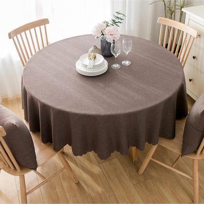 Runde Baumwoll-Leinen Tischdecke schmutzabweisend 240cm Dunkelbraun