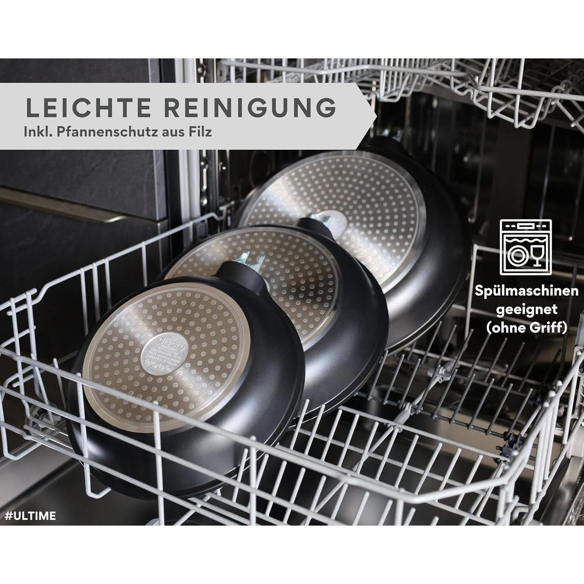 Wok Pfanne 30cm mit Deckel, abnehmbarer Griff, Induktion