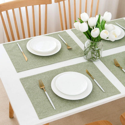 Platzset Stoff Grün 4er Set 48x33 cm Pflegeleicht & Strapazierfähig