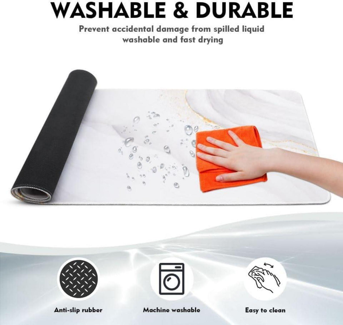 Gaming Mauspad XXL 800x300mm Rutschfeste Gummibasis Weißer Marmor