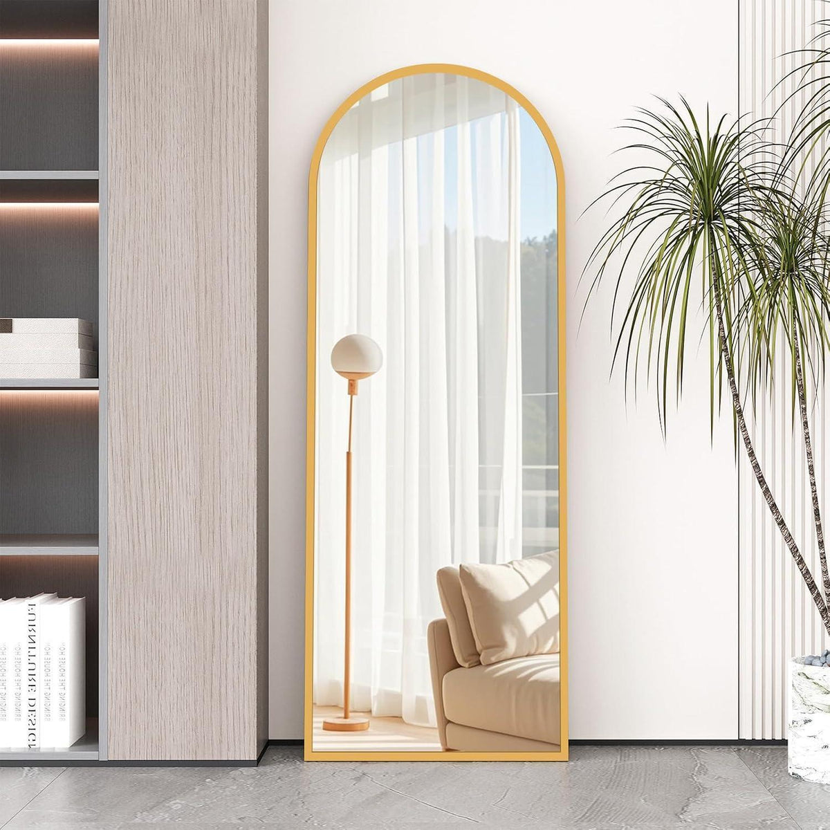 Ganzkörperspiegel Bogenförmig Gold | 165x60cm, Stehend & Wandmontage