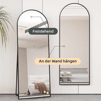 Ganzkörperspiegel Bogenförmig 165x60cm | Schwarz, Verstellbar & Wandmontage