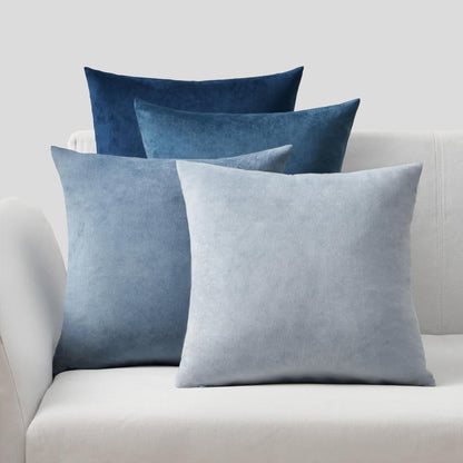 4er Set Blaue Samt Kissenbezüge 50x50cm Farbverlauf deco Sofa