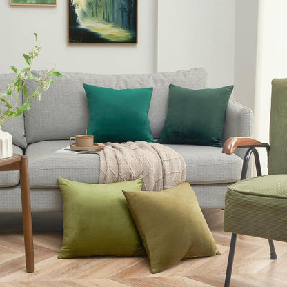Samt Kissenbezüge 4er Set Grün Farbverlauf 45x45 cm