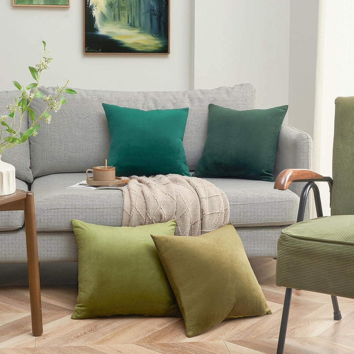 Kissenbezüge Samt Dekokissen Set für Schlafzimmer Couch 60x60cm