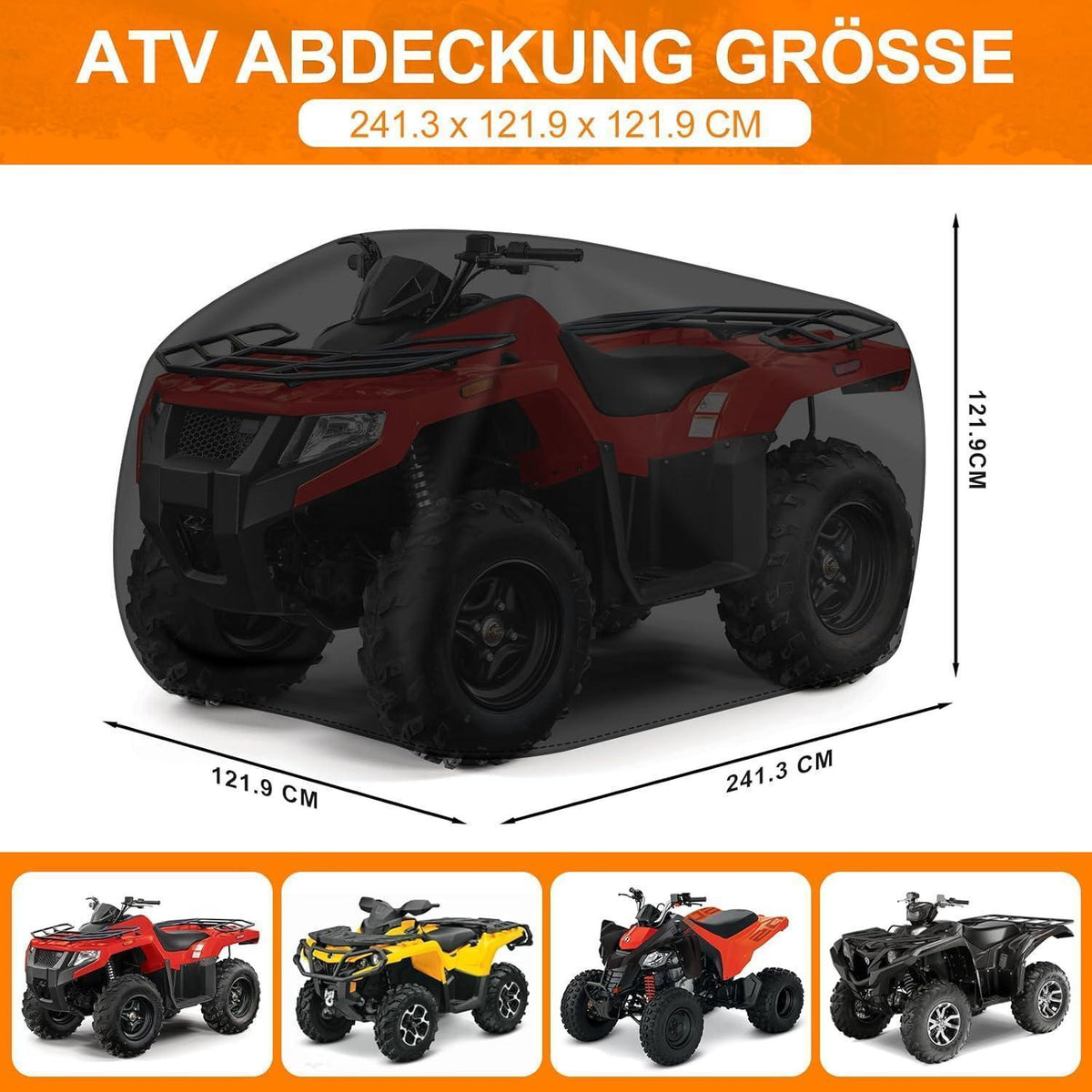 ATV Abdeckplane 241 cm – Wasserdicht & UV-Beständig