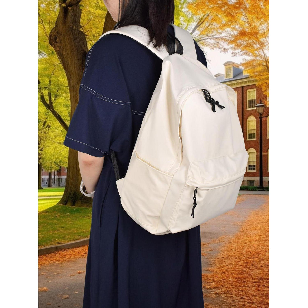 Canvas Rucksack Damen Herren 15.6 Zoll Laptop – Einfarbiger Tagesrucksack