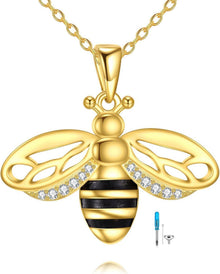 925 Sterling Silber Biene Anhänger Halskette für Damen - Geschenk