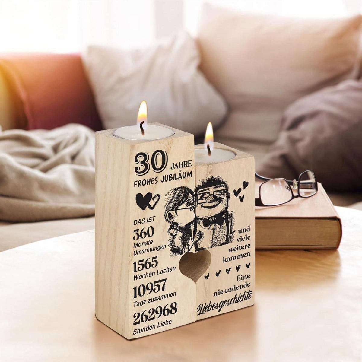 Holz Kerzenständer 30. Hochzeitstag Geschenk Perlenhochzeit