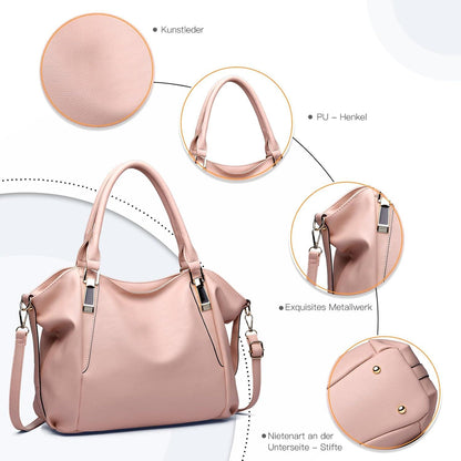 Elegante Miss Lulu Umhängetasche Damen Handtasche PU Leder Groß Büro Schule