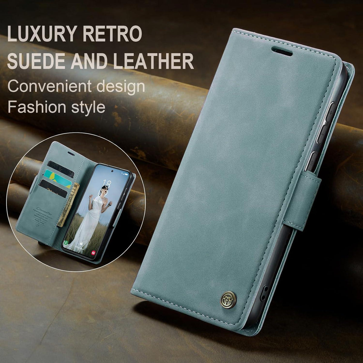 Samsung Galaxy S23 5G Handyhülle Leder Tasche Schutz RFID Stand Blau