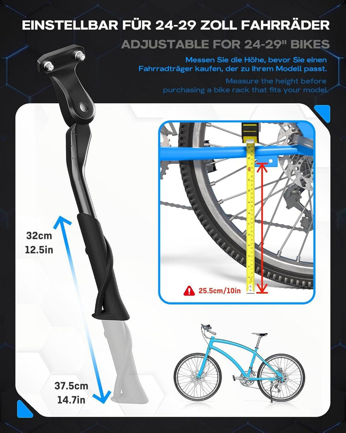Fahrradständer Seitenständer 24-29 Zoll verstellbar 32-37,5