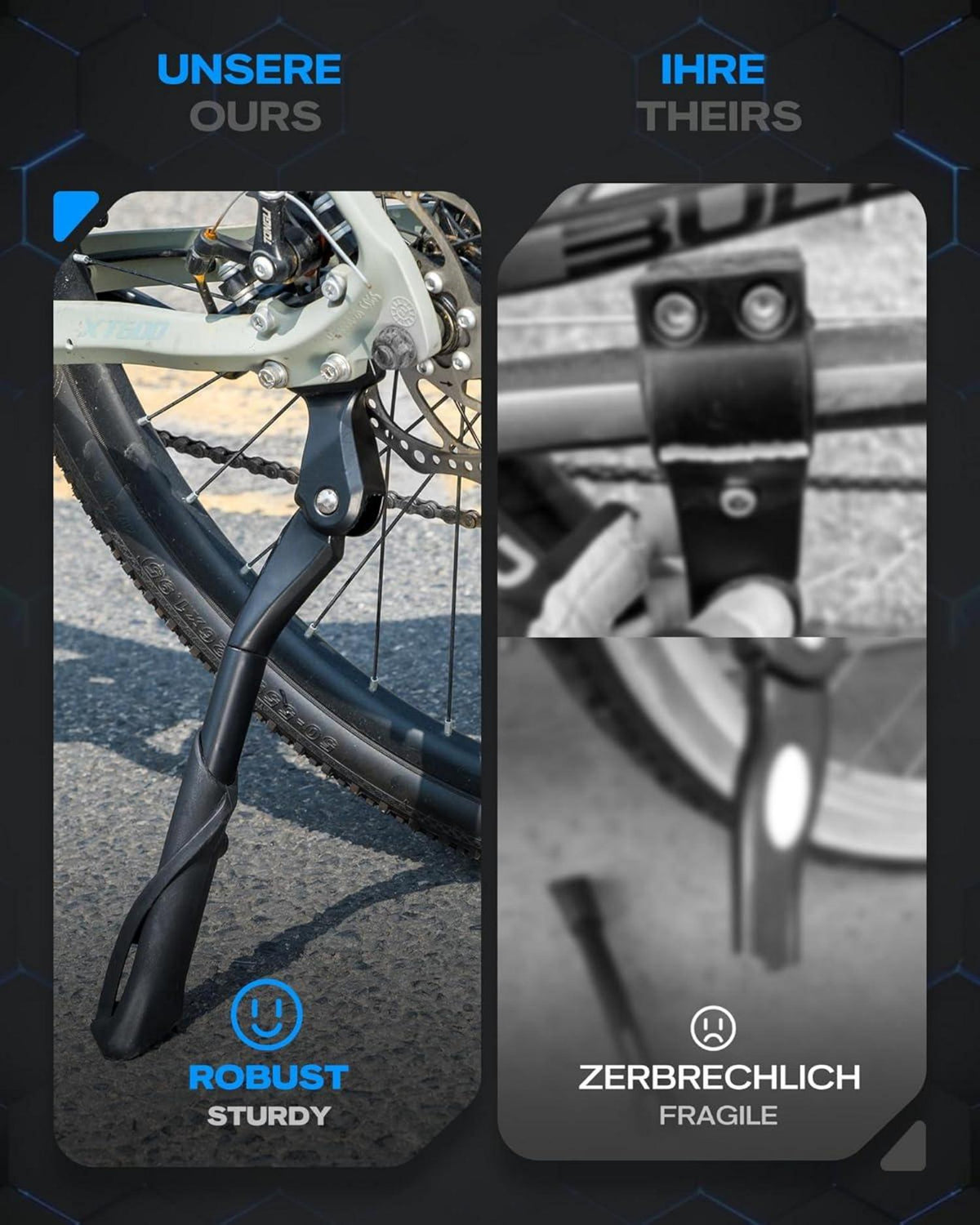 Fahrradständer Höhenverstellbarer Seitenständer 24-29 Zoll 4 Löchern