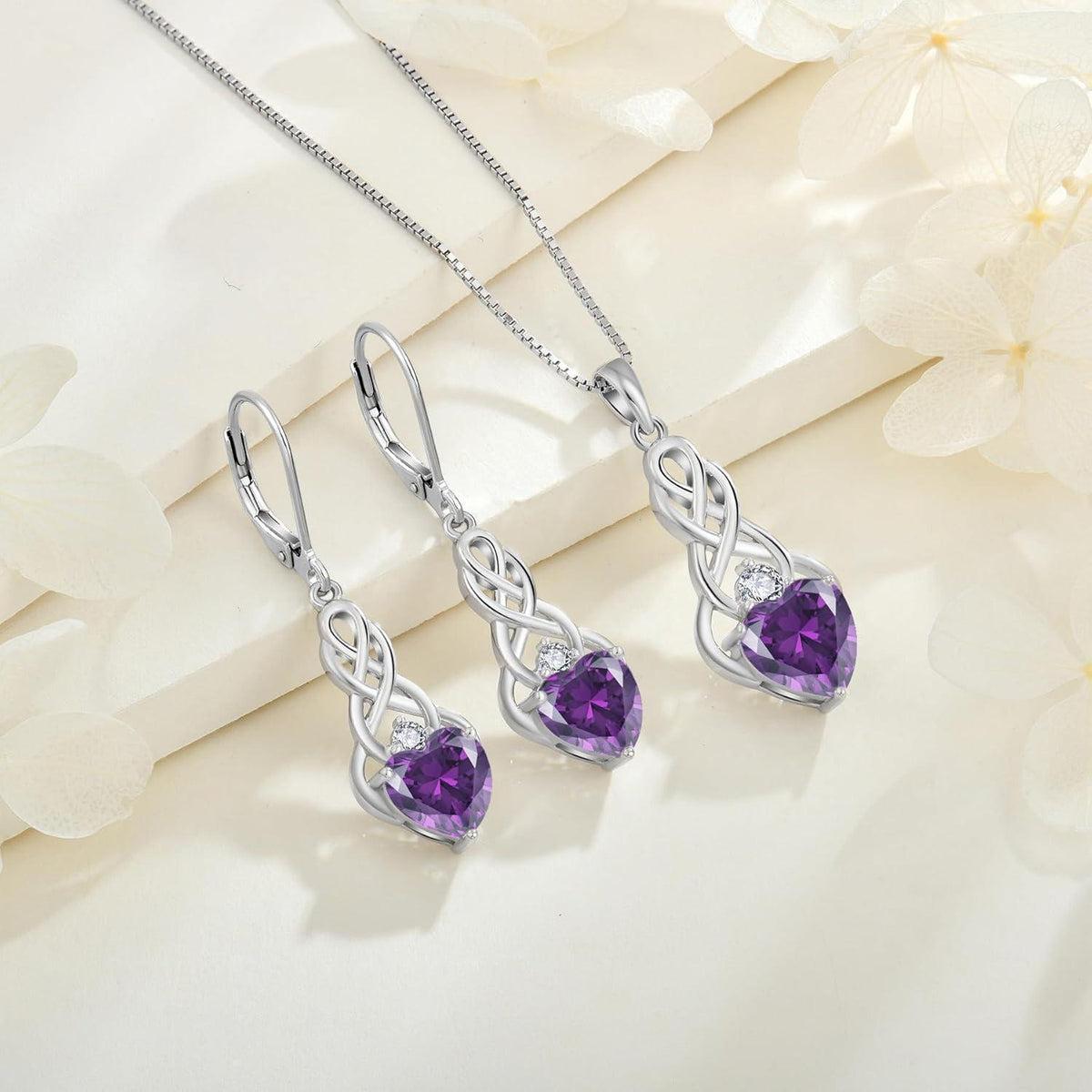 Kette Damen 925 Sterling Silber Keltischer Knoten Amethyst