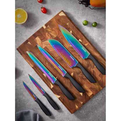 Messerblock 16 TLG Messer Set Golden Edelstahl Acrylhalter