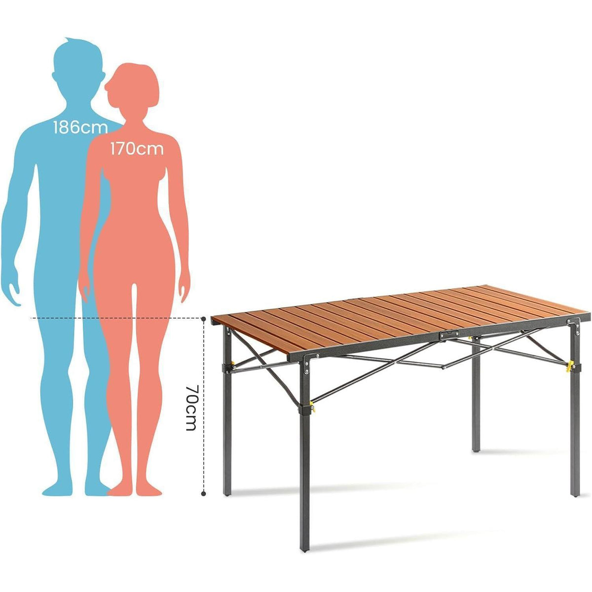 Klapptisch für 6 Personen, 118x70cm, Holzoptik, bis 100kg belastbar