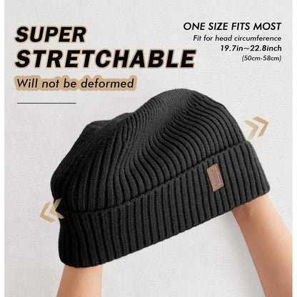 Gefütterte Thermo-Strickmütze für Herren, Einheitsgröße Schwarz