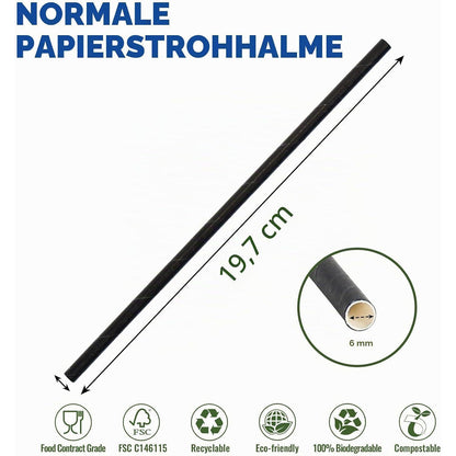 Schwarze Papier Trinkhalme – 3000 Stück – Umweltfreundlich