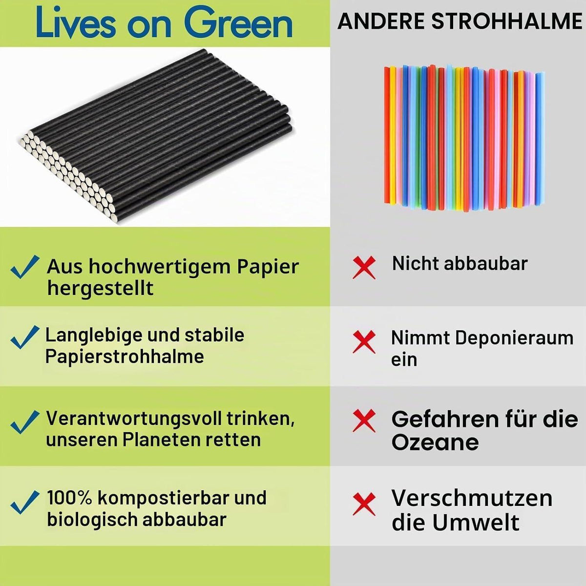 Schwarze Papier Trinkhalme – 3000 Stück – Umweltfreundlich