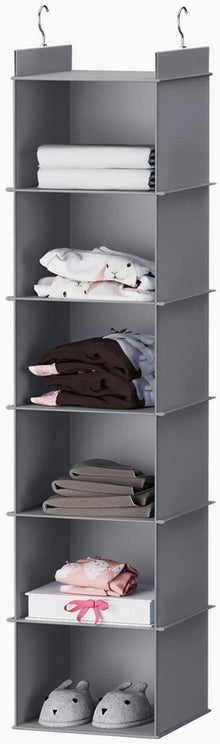 Hängeregal Oxford-Stoff Schrank Organizer 6 Fächer Metallhaken Grau
