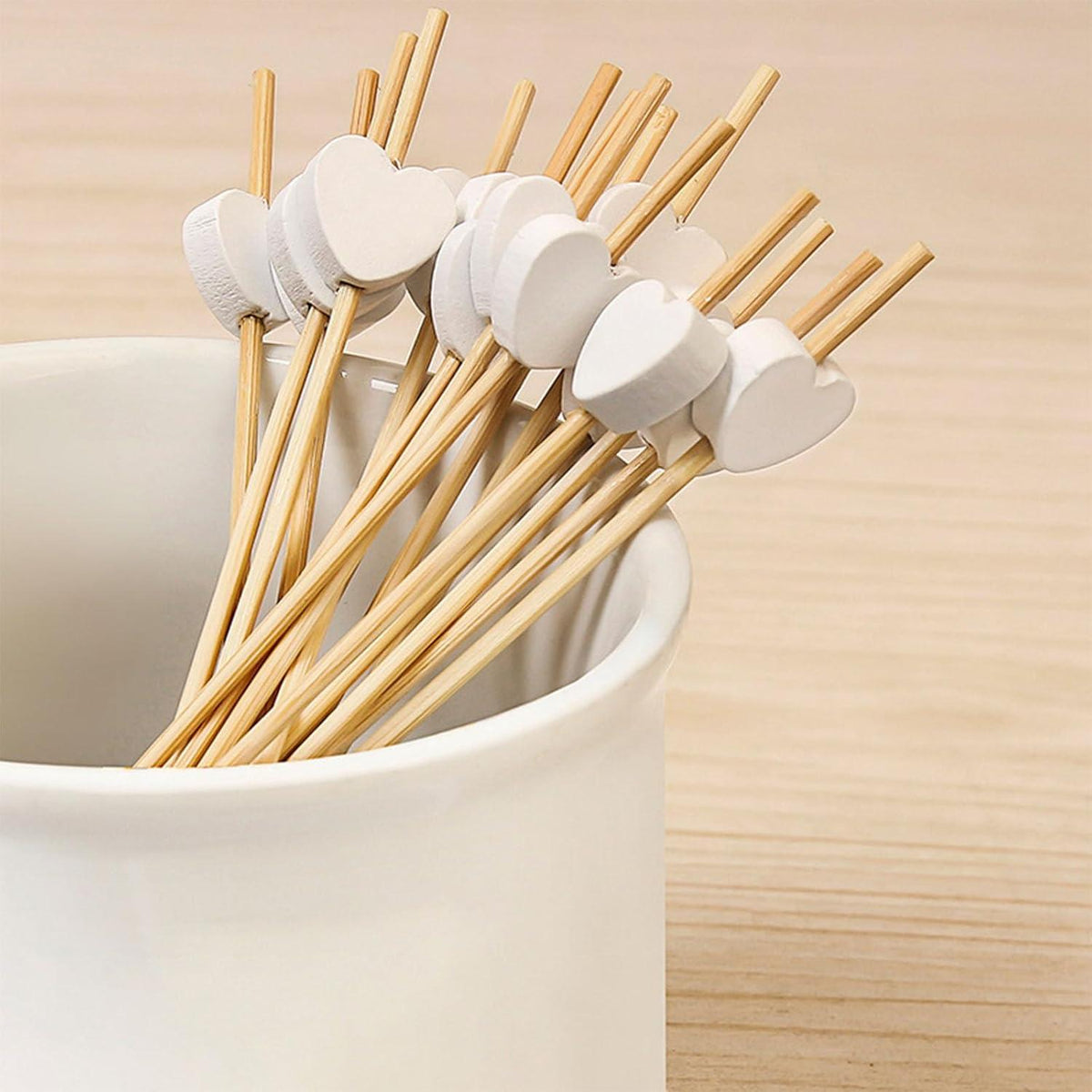 Holzspieße Cocktail Sticks 100 Stück Herzen 12 cm Fingerfood