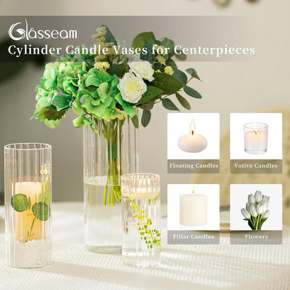 Windlicht Glas Kerzenhalter Stumpenkerzen Set Weihnachten Hochzeit
