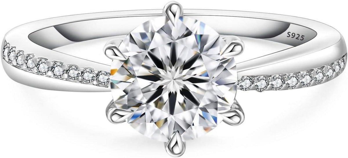Damen Moissanit Verlobungsring 1,5 Karat Diamant VVS1 925 Silber
