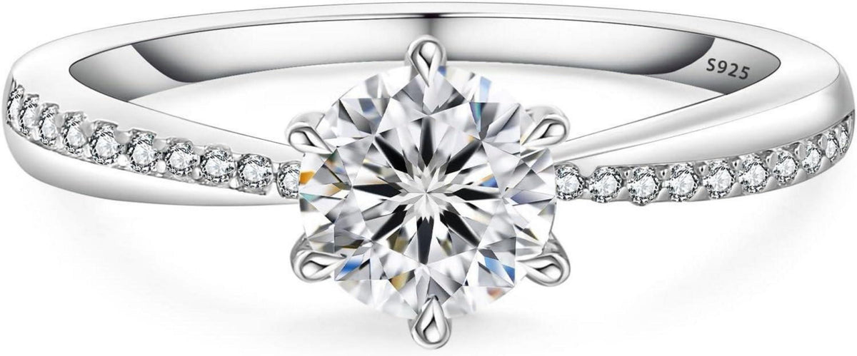 Moissanite Verlobungsring Damen 1,0 Karat Diamant 925 Silber Weißgold