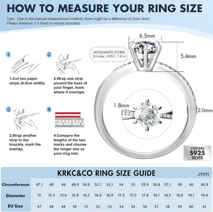 Moissanite Verlobungsring Damen 1 Karat Diamant VVS1