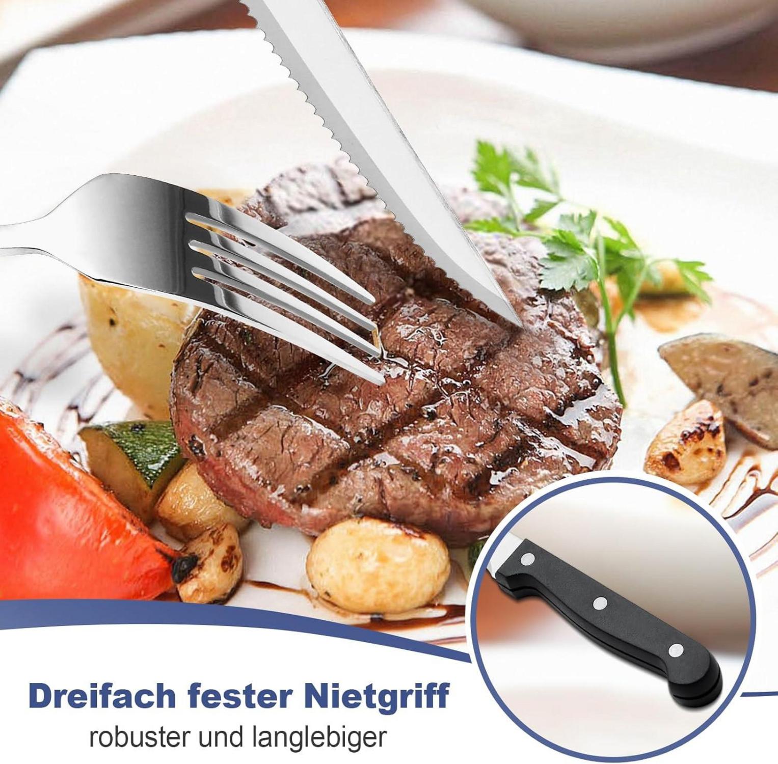 Hochwertiges 36-teiliges Edelstahl Besteckset für 6 Personen, Hochglanzpoliert, Spülmaschinenfest