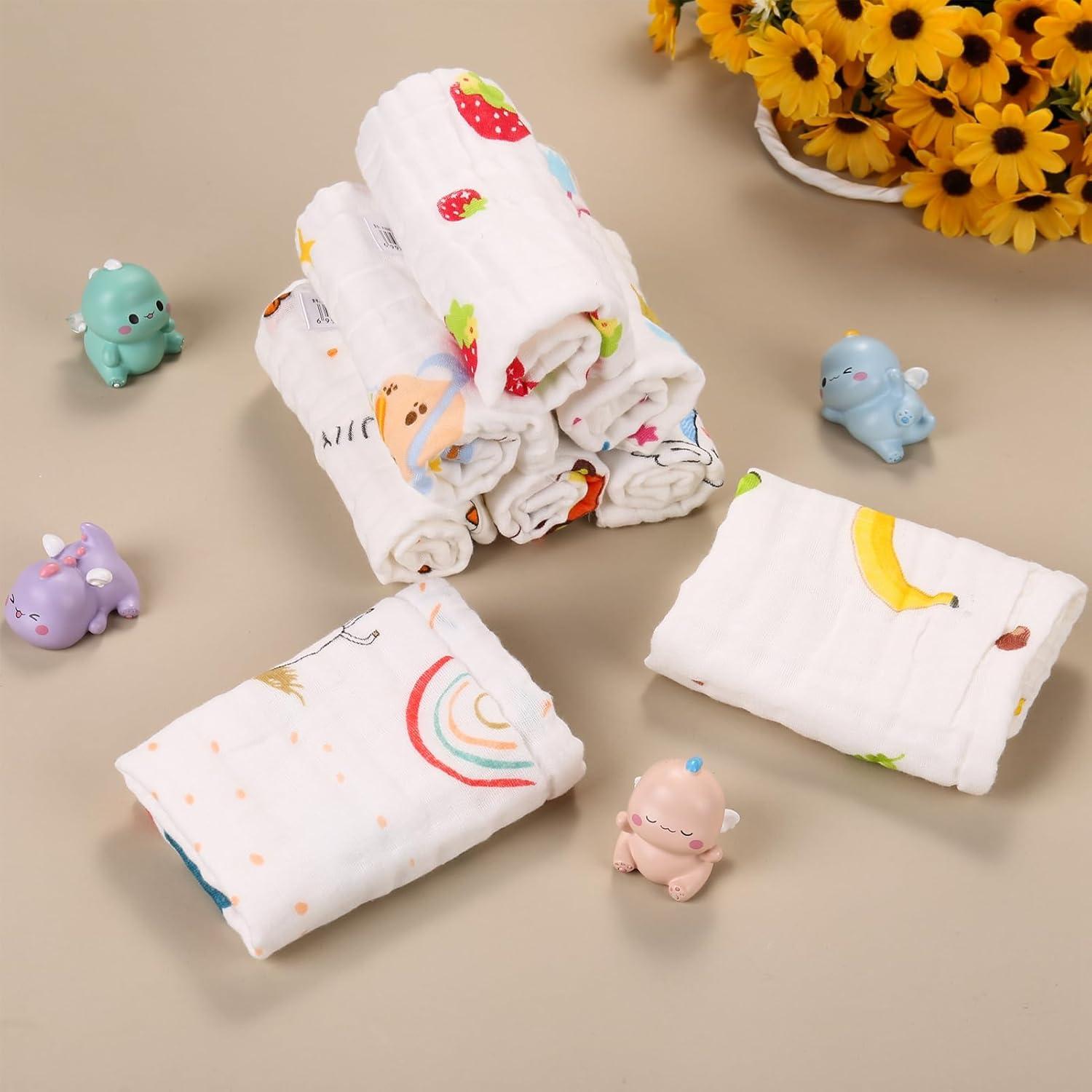 8er Set Baby Musselin Waschlappen Neugeborene Baby Gesichtstücher