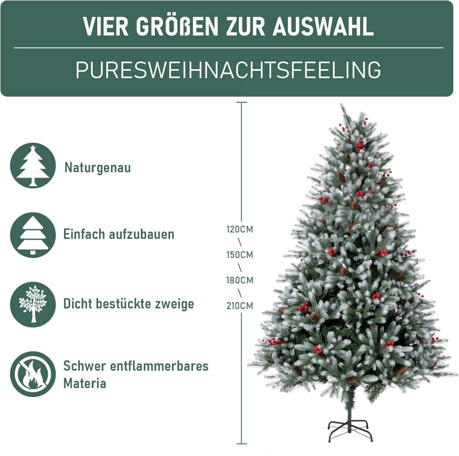 Künstlicher Weihnachtsbaum 180 cm PE/PVC Premium Qualität Tannenzapfen