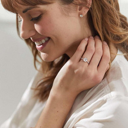 Damen Moissanite Verlobungsring 1,5 Karat Diamant Solitärring 925 Silber