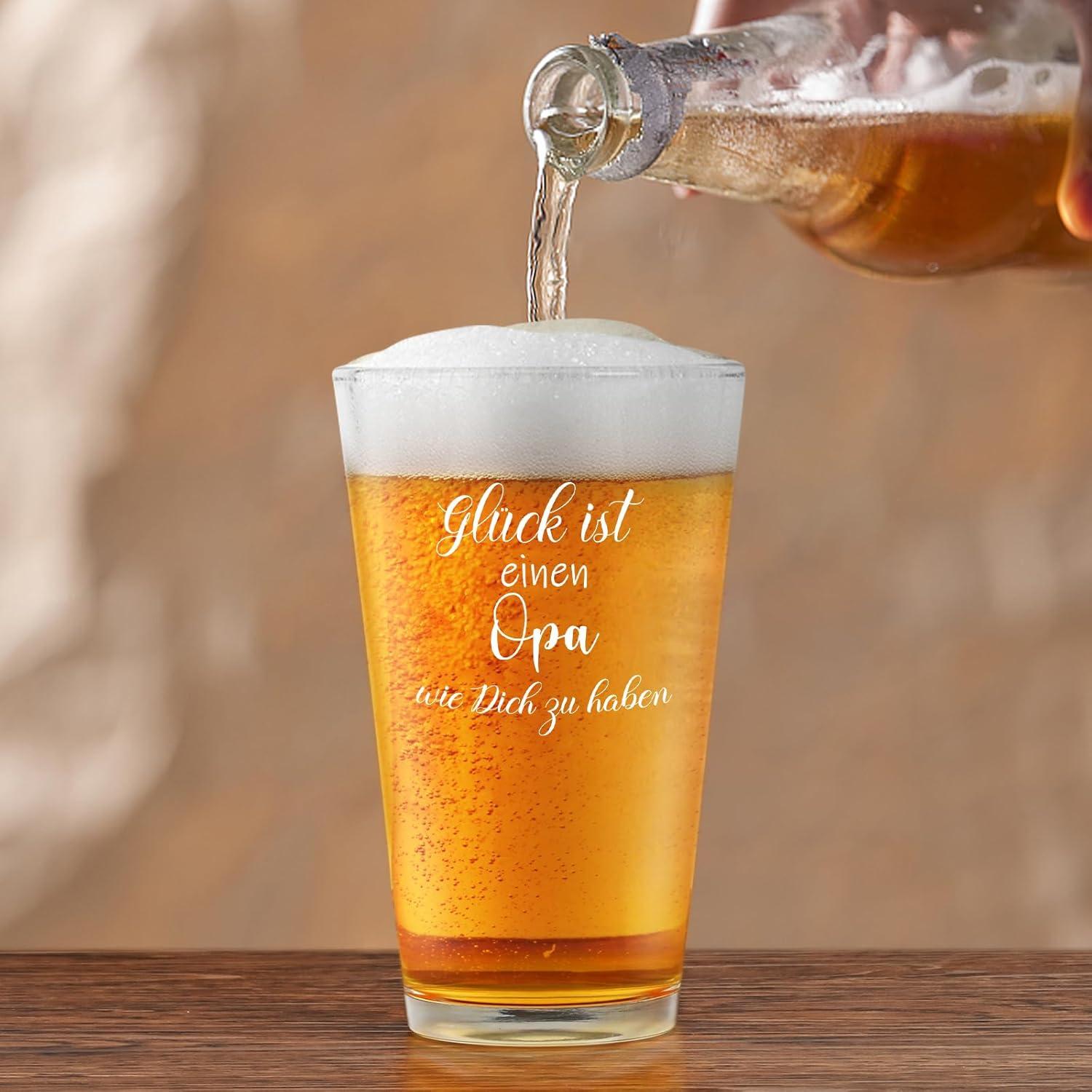 Bierglas für Opa Weihnachten Geschenk Geburtstag Männer Glück Gravur 15oz