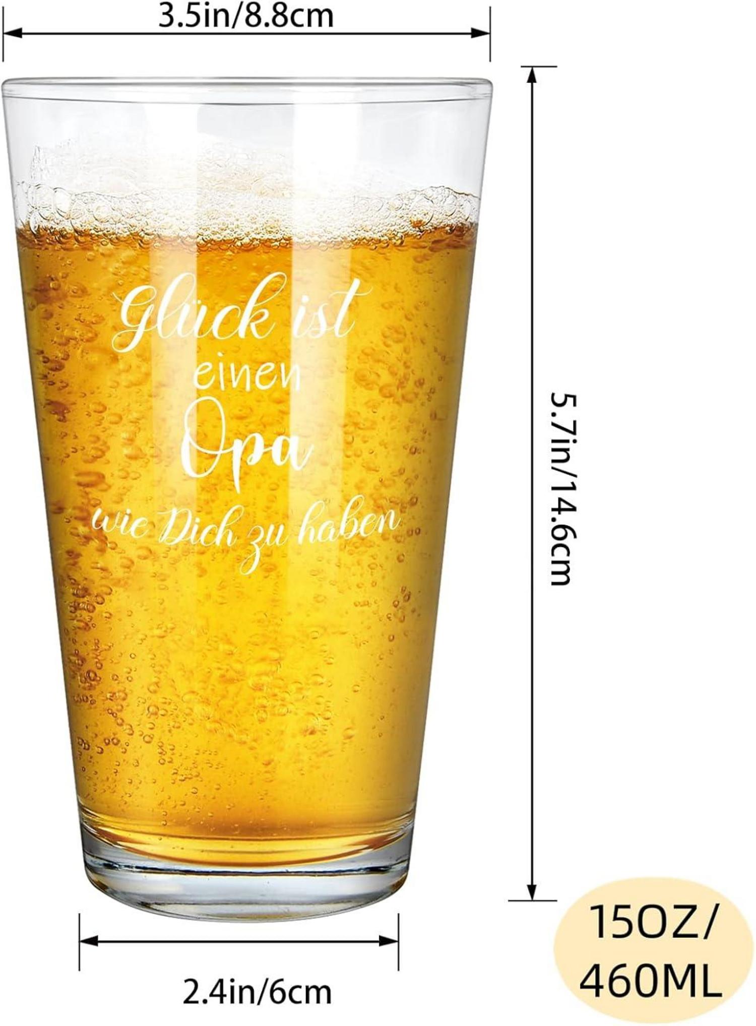 Bierglas für Opa Weihnachten Geschenk Geburtstag Männer Glück Gravur 15oz