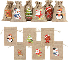 24 Weihnachten Jutesäcke mit Kordelzug für Party