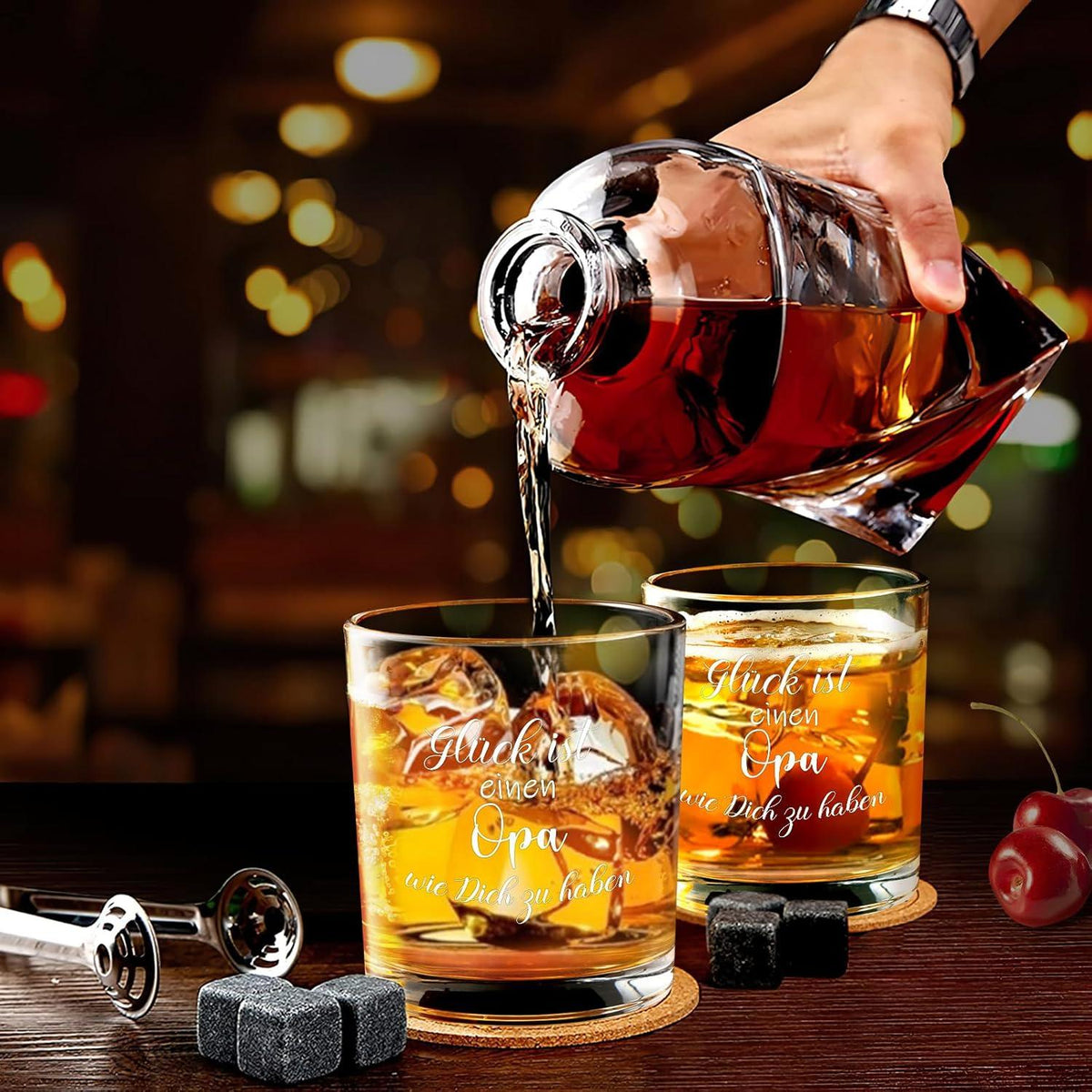 Whiskey Gläser Geschenk Opa Weihnachten Geburtstag 300ml Kristallglas 15oz