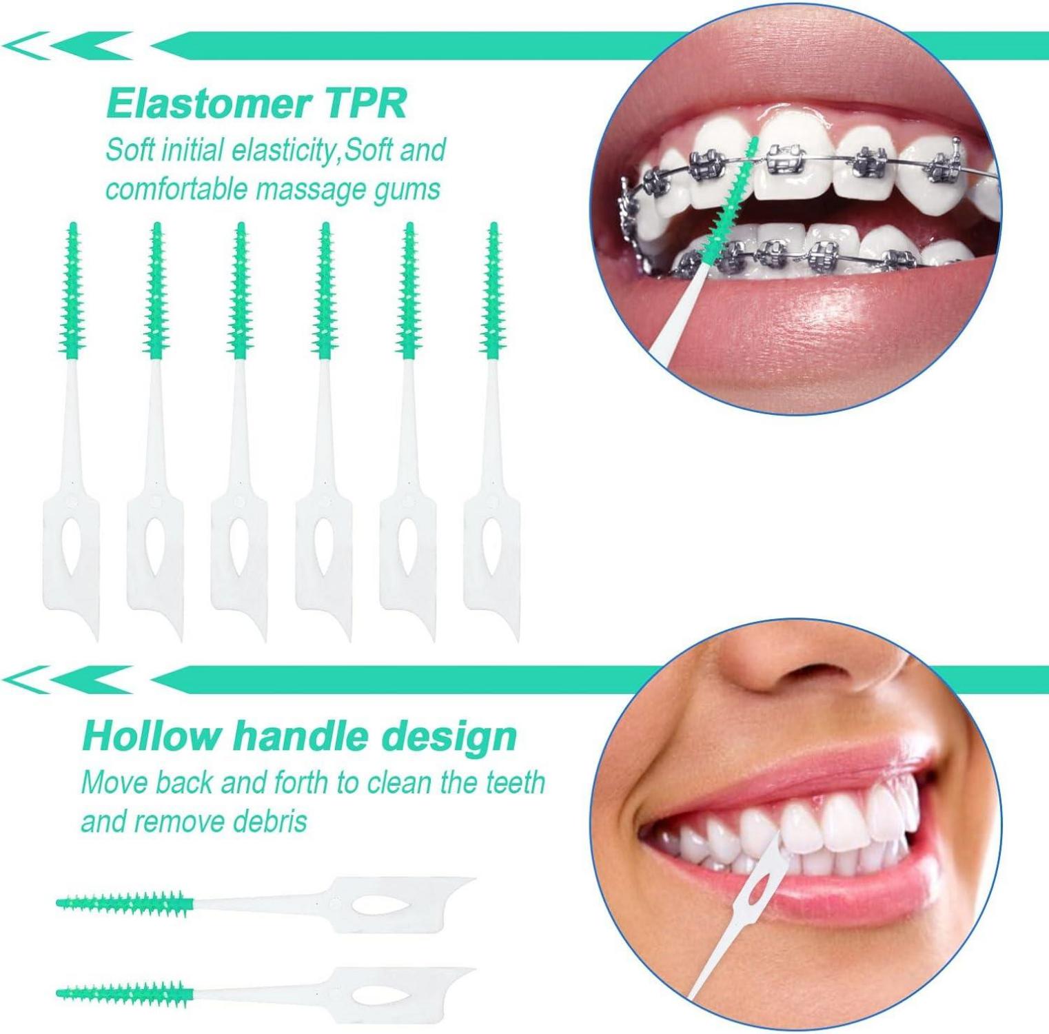 Hochwertige 280er Dual-Use Silikon Interdentalbürsten grün, Zahnreinigung Stick zur Plaqueentfernung