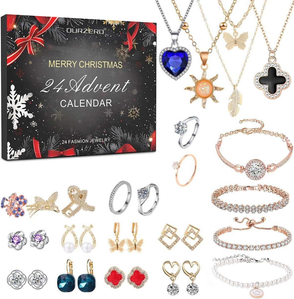Adventskalender 2024 Schmuck Set Weihnachten Überraschungen Frauen