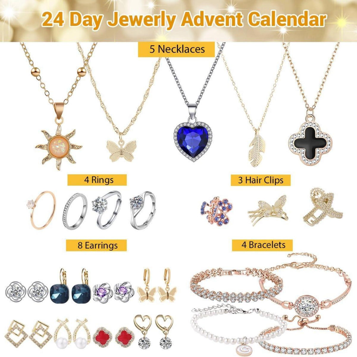 Adventskalender 2024 Schmuck Set Weihnachten Überraschungen Frauen
