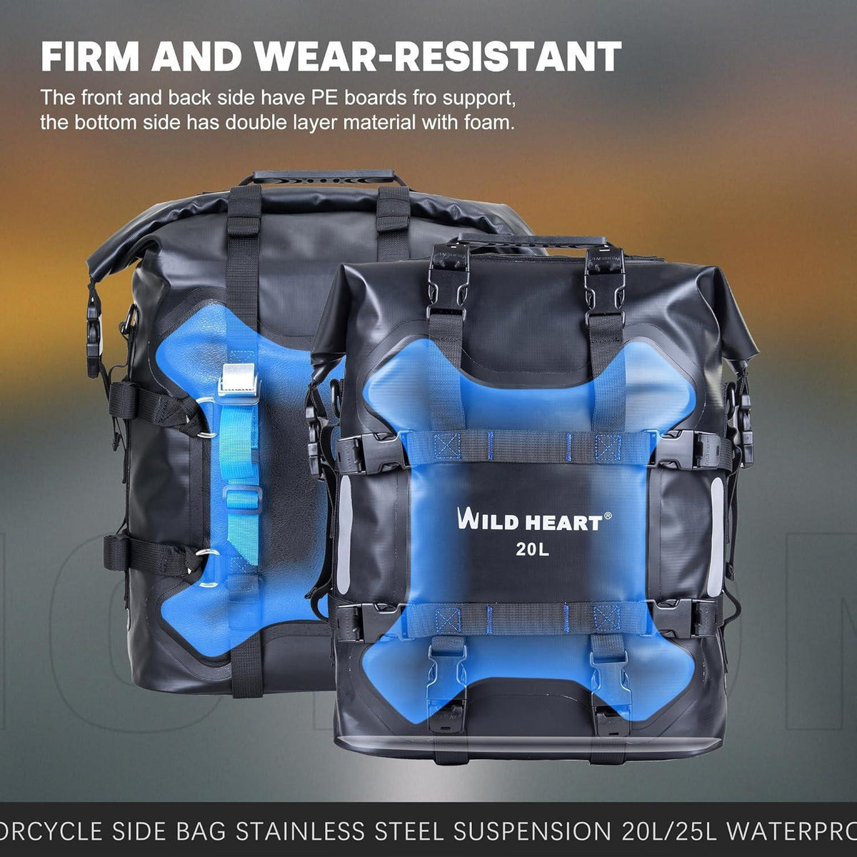 Wasserdichte Motorrad Seitentasche 20L Edelstahl Federung