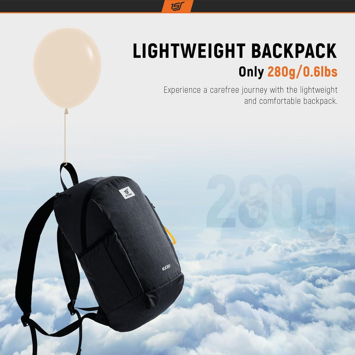Leichter 20L Outdoor-Rucksack für Herren - Schwarz
