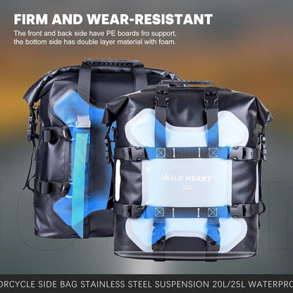Wasserdichte Motorrad Seitentasche 25L Edelstahl Federung