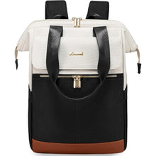 Großer Damen Rucksack wasserdicht mit Laptopfach 17 Zoll Beige & Schwarz