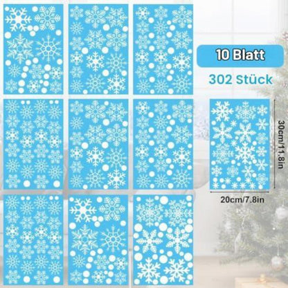 Schneeflocken Fensterdeko – 302 PCS Wiederverwendbar Weihnachten