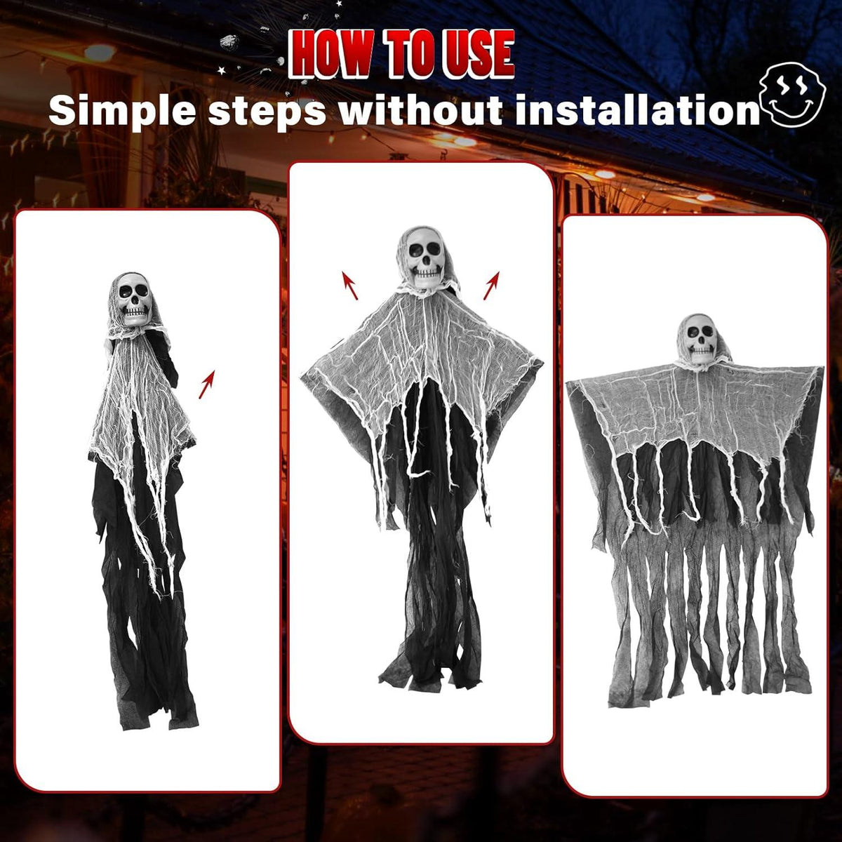 Halloween Skelett Deko 80cm Hängende Geister Gruselige Indoor Outdoor
