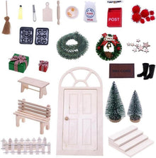 Miniatur Weihnachtswichtel Tür Set mit Zubehör