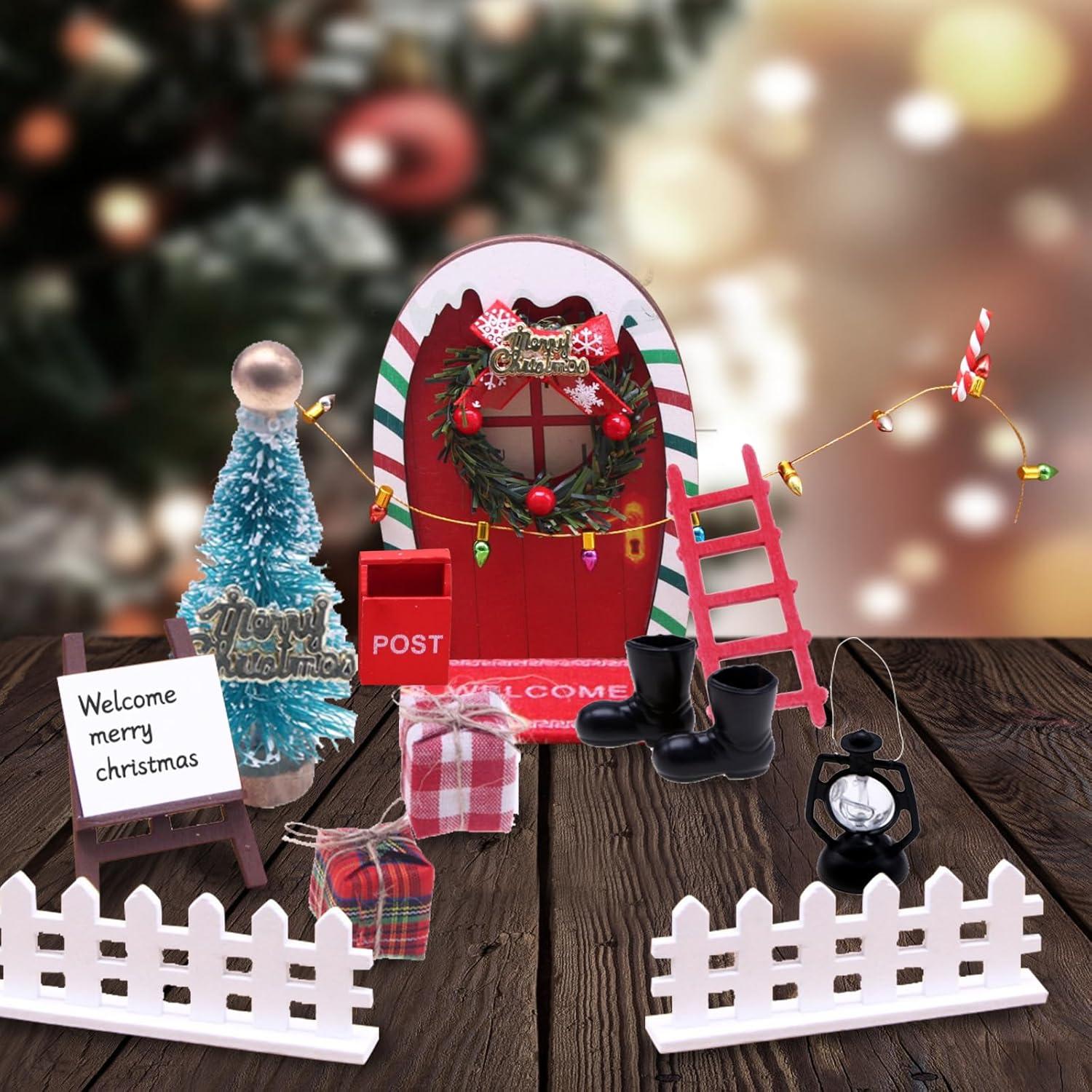 Miniatur Wichteltür Zubehör Set Weihnachten Holz
